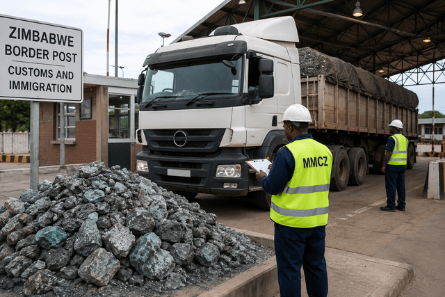 Mineral cargo being transported by haulage truck in Zimbabwe.