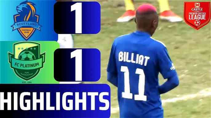 Scottland and Ngezi Platinum Stars players competing during a PSL match at Rufaro Stadium