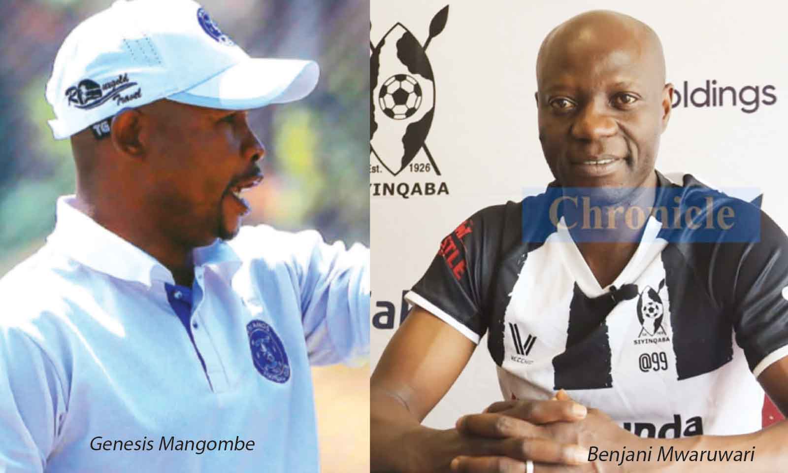 Dynamos and Highlanders players contesting the ball during a PSL match