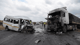 Emergency scene following a commuter omnibus and haulage truck collision near Chivhu on the Harare–Masvingo highway.