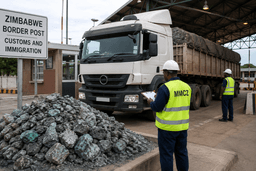 Mineral cargo being transported by haulage truck in Zimbabwe.